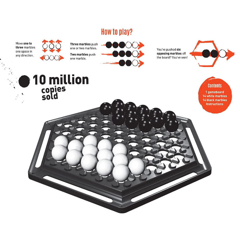 Funskool Abalone, Strategy Game, Board Game for Kids, Adults, Educational, 2 Players, 24 Black & White Marbles, Family Fun, Learning Activity Toy for Childrens, Gift Set for Kid, Ag