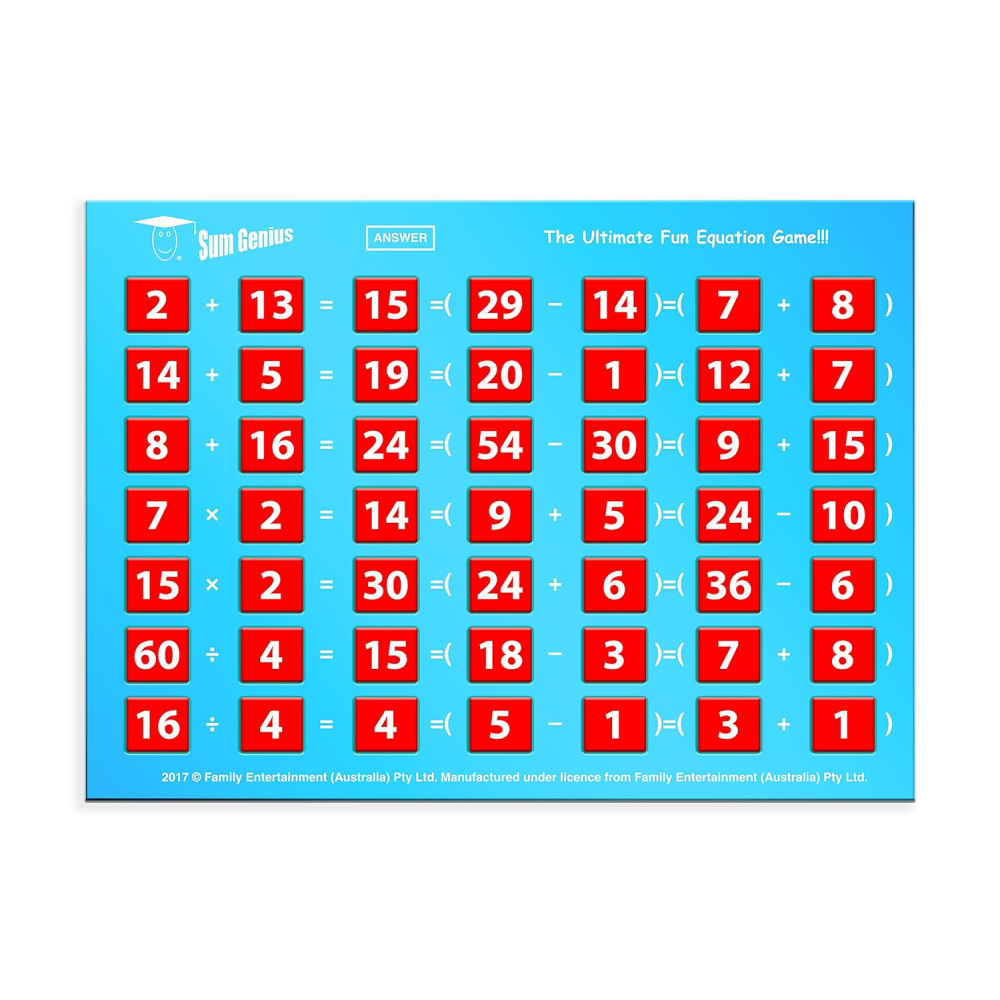 Funskool Sum Genius, Strategy Game, Board Game for Kids, Adults, Families, Educational, Fun, 1+ Players, Family Fun, Learning Activity Toy for Childrens, Gift Set for Kid, Ages 7+ Y