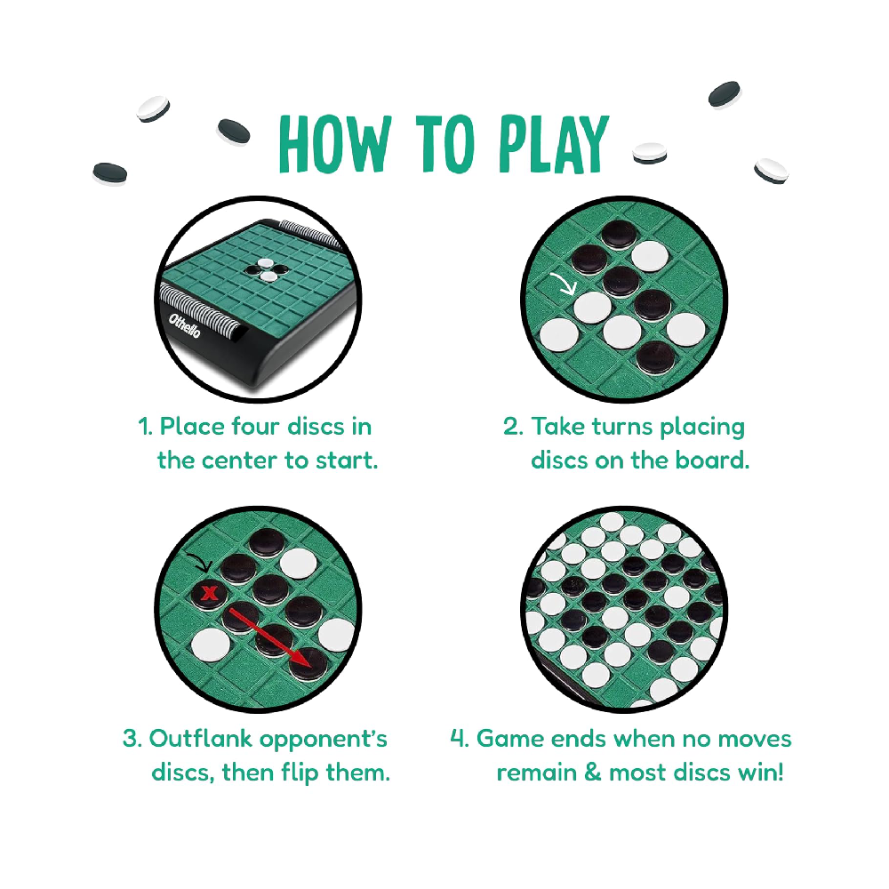 Funskool Othello Classic, Strategy Game, Board Game for Kids, Adults, Families, Educational, Fun, 2 Players, Family Fun, Learning Activity Toy for Childrens, Gift Set for Kid, Ages
