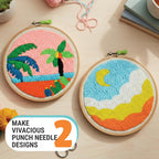 Kalakaram Punch Needle Kit – Beginner-Friendly DIY Embroidery Set with Printed Designs & Tools  Fun Art & Craft Gift for Kids & Adults  Perfect for Birthdays & Creative Hobbies