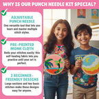 Kalakaram Punch Needle Kit – Beginner-Friendly DIY Embroidery Set with Printed Designs & Tools  Fun Art & Craft Gift for Kids & Adults  Perfect for Birthdays & Creative Hobbies