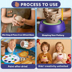 Pottery Wheel Kit Battery Operated Pottery Making Machine Painting Kit Clay Moulding Playset for Beginners Modeling Sculpting Clay Tools Arts & Crafts Pot Maker for Kids Boys Girls 8-12