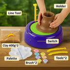 Pottery Wheel Kit Battery Operated Pottery Making Machine Painting Kit Clay Moulding Playset for Beginners Modeling Sculpting Clay Tools Arts & Crafts Pot Maker for Kids Boys Girls 8-12