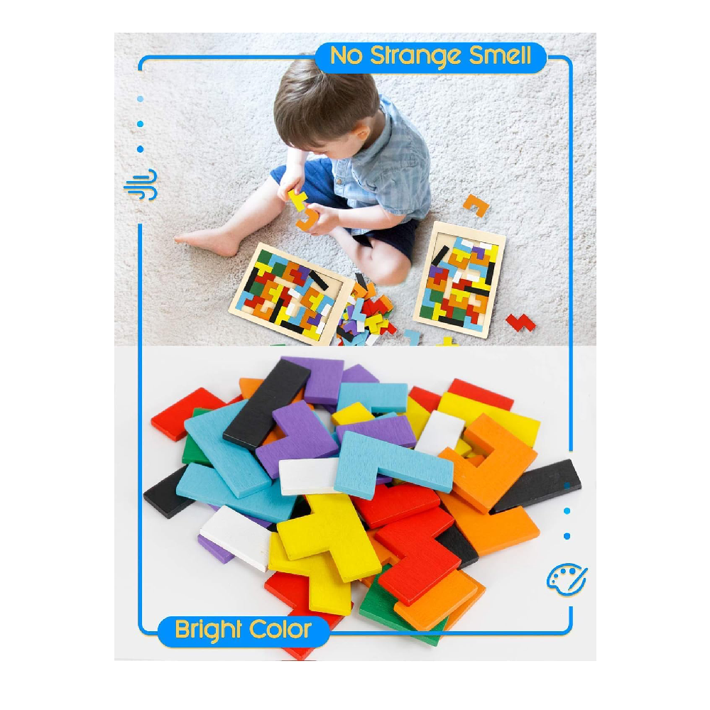 Niwlix Wooden Russian Blocks Puzzles for Kids Adults, Wood Intelligence Kids Toys for 2-5 Year