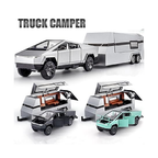 Tesla Cybertruck Diecast Car 132 Scale  Metal Alloy Off-Road Truck with Pickup Trailer, Sound & Light  Toy Car Model for Kids (【Colors as Per Stock】【Random Color】