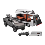 Tesla Cybertruck Diecast Car 132 Scale  Metal Alloy Off-Road Truck with Pickup Trailer, Sound & Light  Toy Car Model for Kids (【Colors as Per Stock】【Random Color】