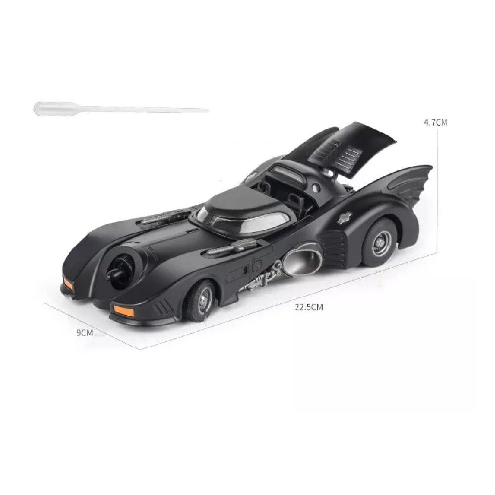 Diecast Black Bat Car 124 Scale Model, Pull Back Vehicles Alloy Simulation Supercar with Lights and Sound and Smoke Also for Vehicle Dashboard,Kids,Adult (Black Car)