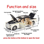132 Phantom Model Car Zinc Alloy Pull Back Toy Diecast Toy Cars with Openable Doors, Sound and Light for Kids Boy Girl Gift(White Black)