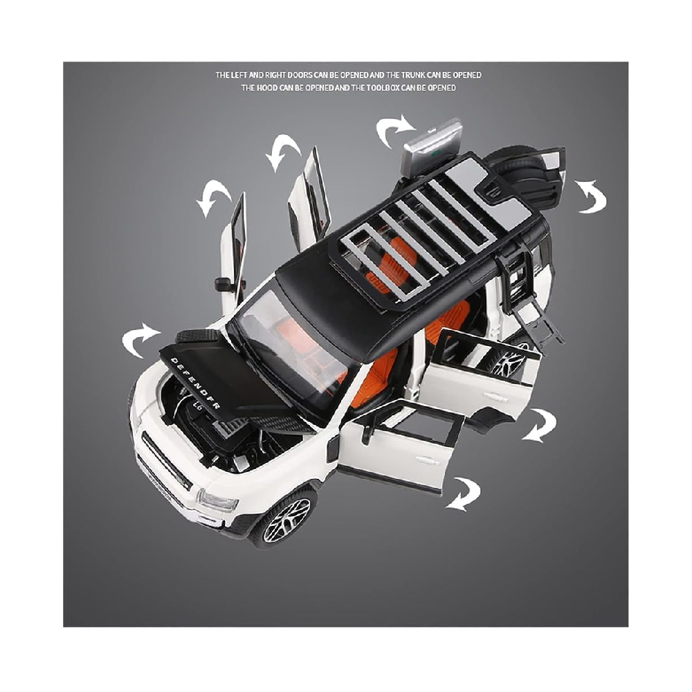 Range Rover Big Size Defender 132 Scale Model Car Exclusive Alloy Metal Pull Back Die-Cast Car Metal Pullback Toy Car With Openable Doors&Light Music Best Gifts Toys KidsColors As Per Stock