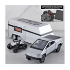 Tesla Cybertruck Diecast Car 132 Scale  Metal Alloy Off-Road Truck with Pickup Trailer, Sound & Light  Toy Car Model for Kids (【Colors as Per Stock】【Random Color】