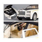 132 Phantom Model Car Zinc Alloy Pull Back Toy Diecast Toy Cars with Openable Doors, Sound and Light for Kids Boy Girl Gift(White Black)