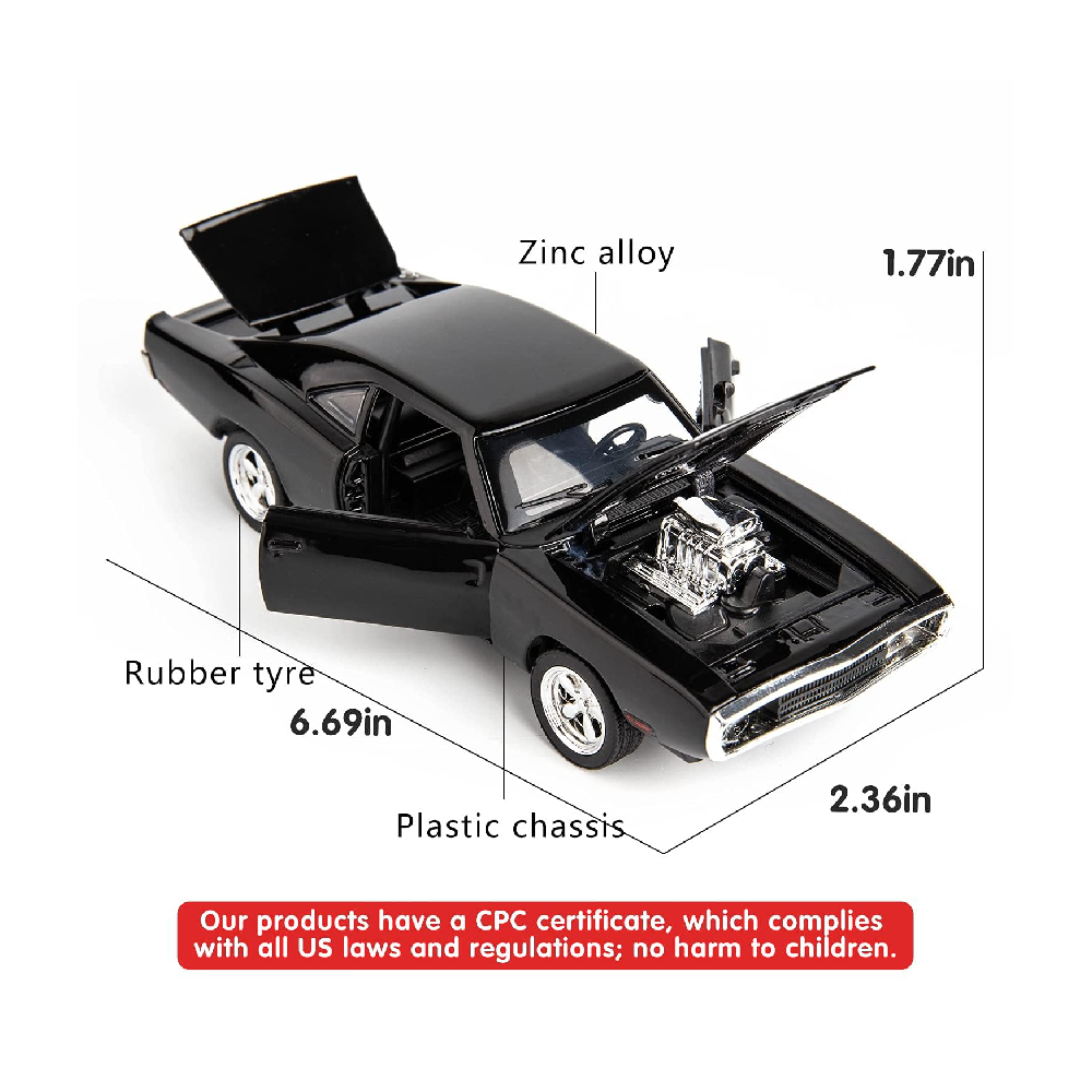 Sports Car 132 Exclusive Alloy Metal Pull Back Die-cast Car Diecast Metal Pullback Toy car with Openable Doors & Light Music Toys for Kids (Black)
