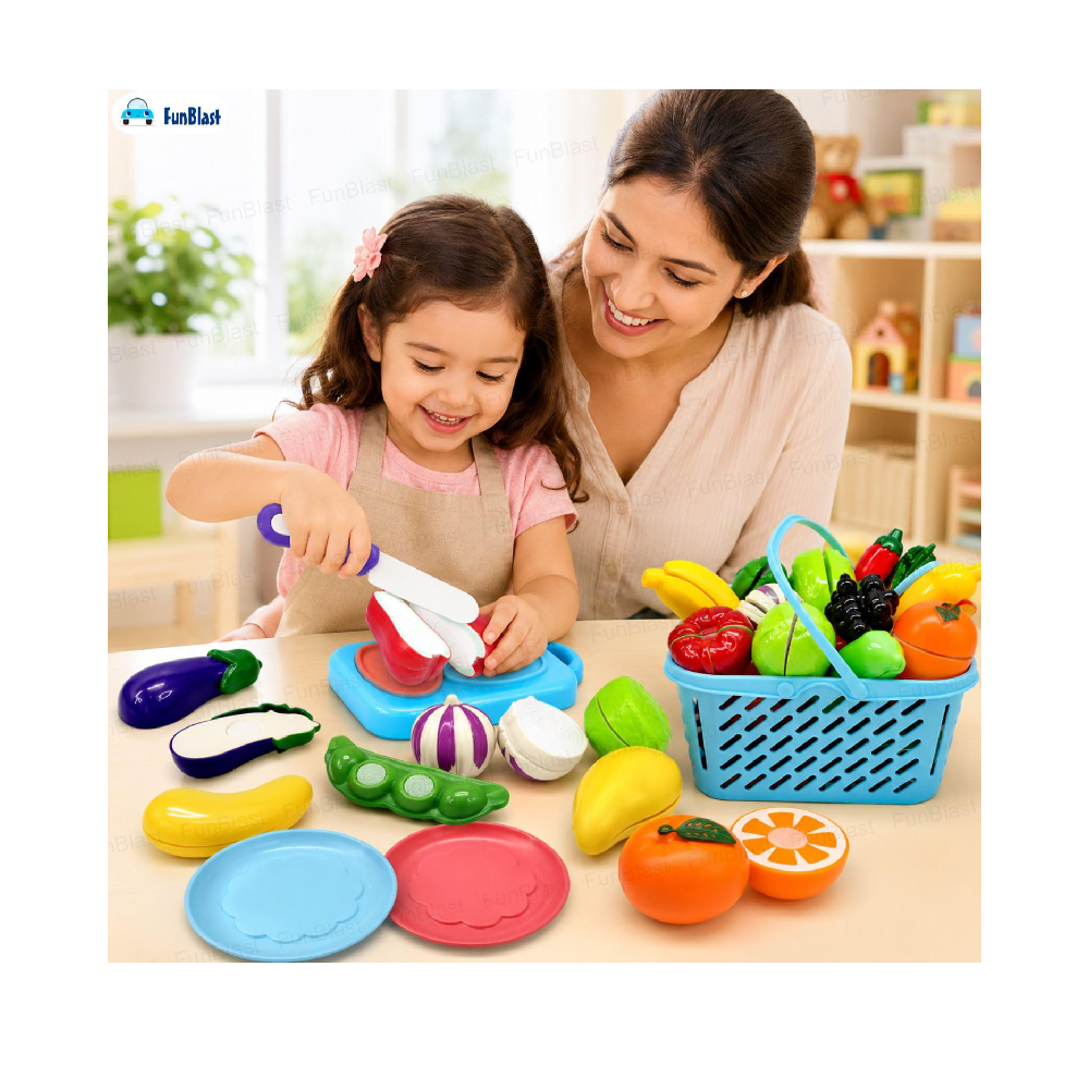 Fruits and Vegetables Play Set Toys, Realistic Sliceable Cutting Pretend Play Kitchen Toys for Kids, Play Food Toys, Fruit Vegetable Toys