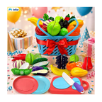 Fruits and Vegetables Play Set Toys, Realistic Sliceable Cutting Pretend Play Kitchen Toys for Kids, Play Food Toys, Fruit Vegetable Toys