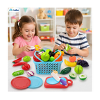 Fruits and Vegetables Play Set Toys, Realistic Sliceable Cutting Pretend Play Kitchen Toys for Kids, Play Food Toys, Fruit Vegetable Toys