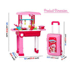 Kitchen Set for Girls  Light & Sound Portable Trolley 18 pcs Kitchen Toys for Girls  Big Cooking Set for Kids  Battery Operated Pretend Play