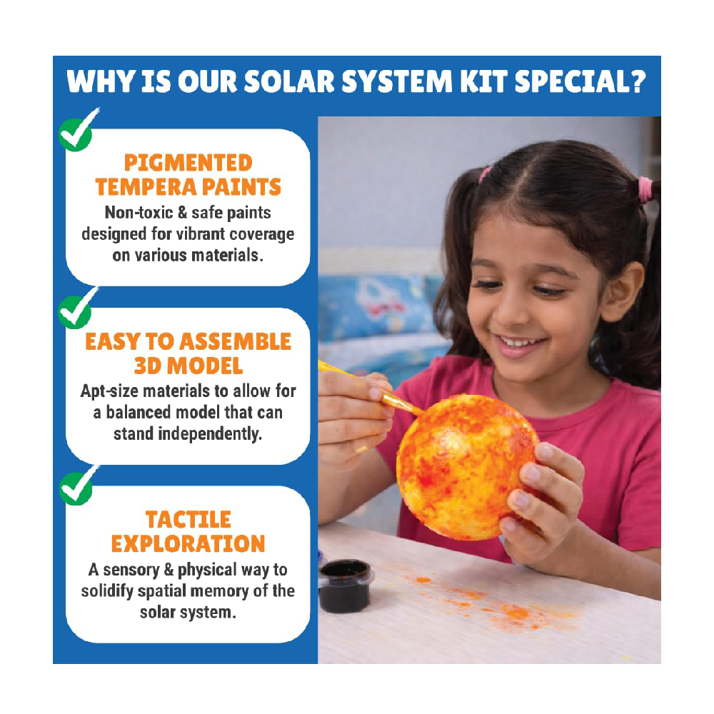 Kalakaram DIY Solar System Model Kit for Kids  DIY Space Toy for Kids Ages 5+  Paint & Assemble Solar System Set  STEM Educational Toy for Projects & Science Facts  Learning & Craft Activity Kit