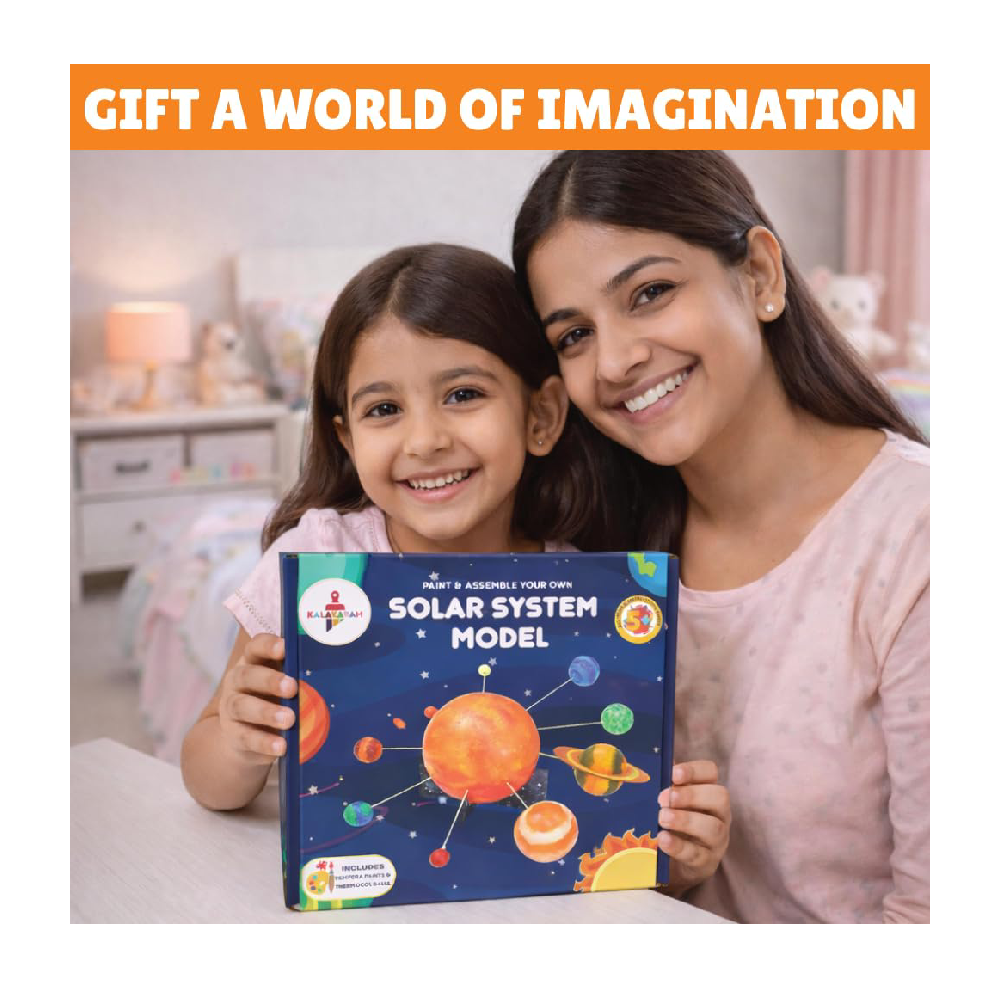 Kalakaram DIY Solar System Model Kit for Kids  DIY Space Toy for Kids Ages 5+  Paint & Assemble Solar System Set  STEM Educational Toy for Projects & Science Facts  Learning & Craft Activity Kit