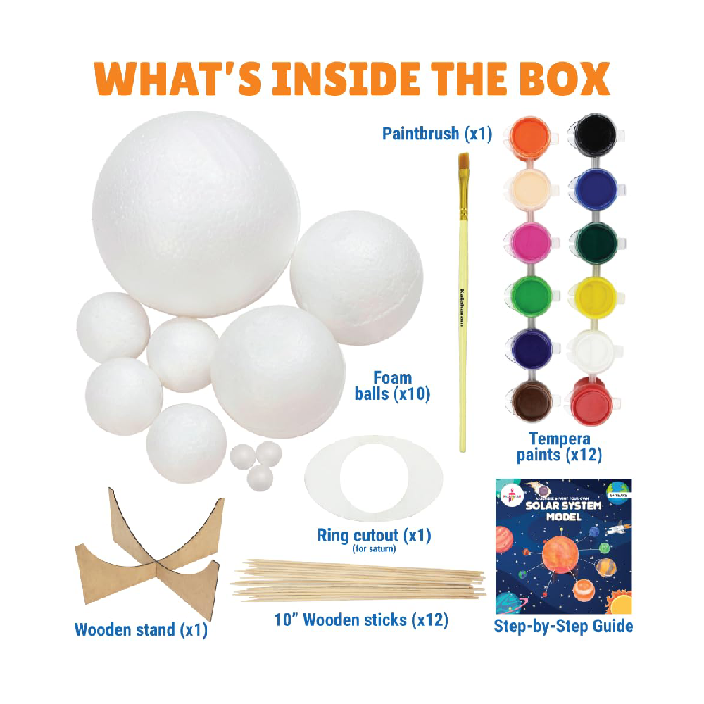 Kalakaram DIY Solar System Model Kit for Kids  DIY Space Toy for Kids Ages 5+  Paint & Assemble Solar System Set  STEM Educational Toy for Projects & Science Facts  Learning & Craft Activity Kit