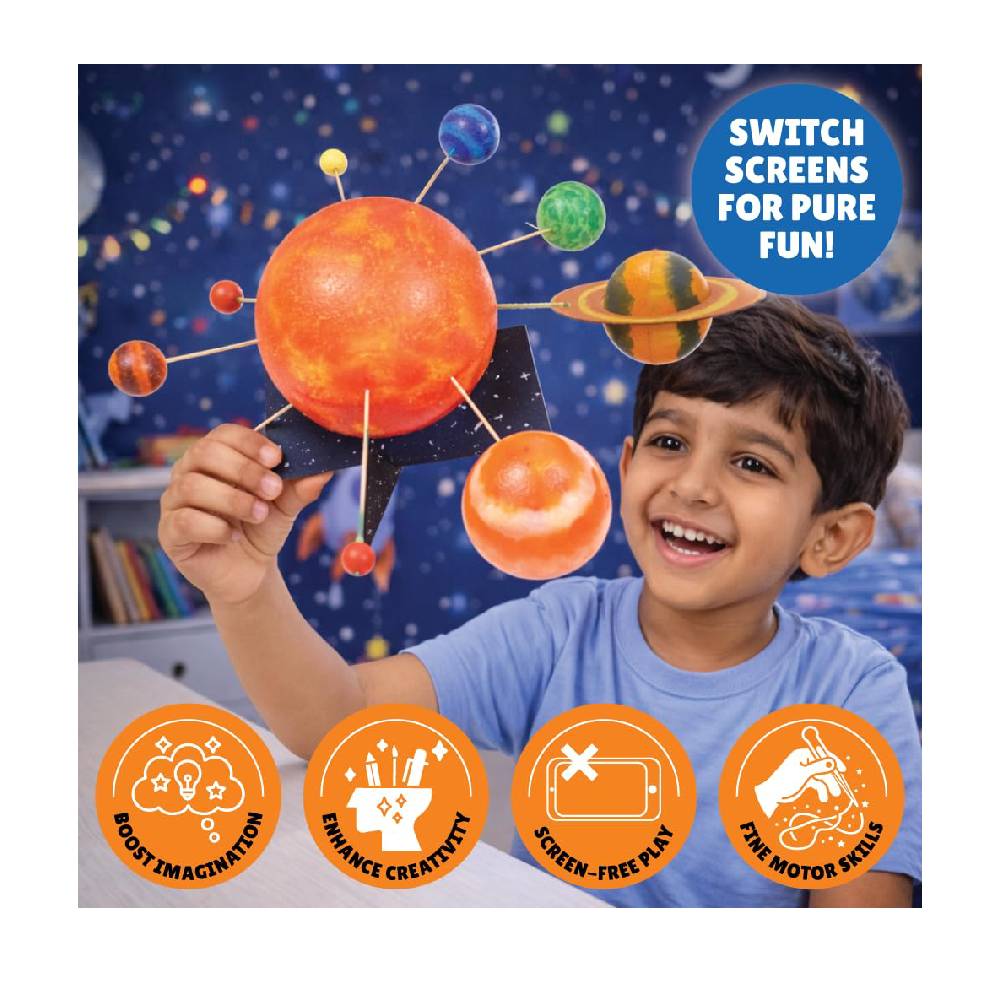 Kalakaram DIY Solar System Model Kit for Kids  DIY Space Toy for Kids Ages 5+  Paint & Assemble Solar System Set  STEM Educational Toy for Projects & Science Facts  Learning & Craft Activity Kit