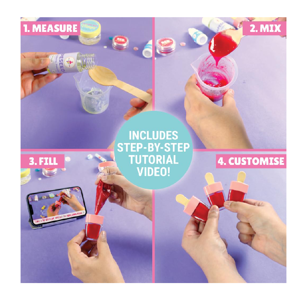 Kalakaram Make Your Own Lip Gloss Kit - Gifts for Girls Age 10-12  Make 8 Lip Gloss With Nourishing Vitamin E Oil