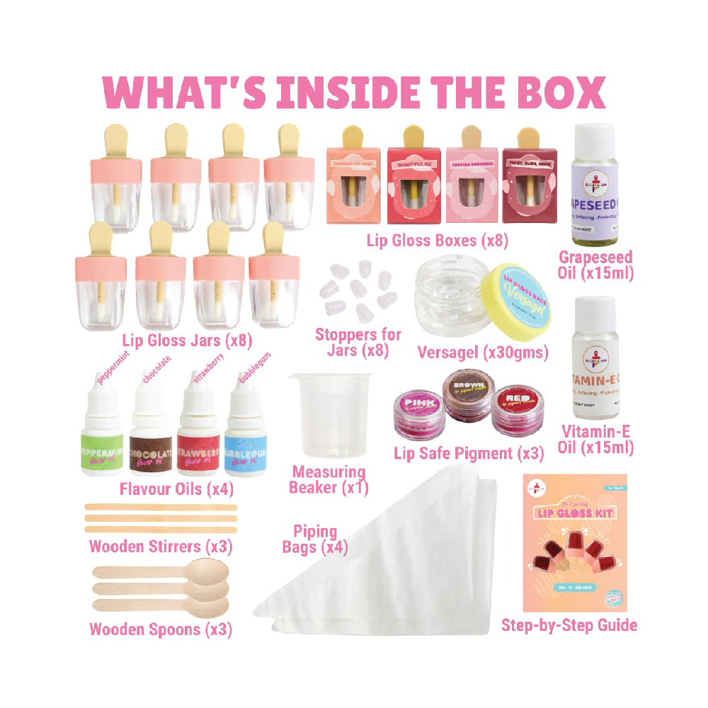Kalakaram Make Your Own Lip Gloss Kit - Gifts for Girls Age 10-12  Make 8 Lip Gloss With Nourishing Vitamin E Oil