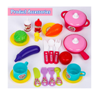 Kitchen Set for Girls  Light & Sound Portable Trolley 18 pcs Kitchen Toys for Girls  Big Cooking Set for Kids  Battery Operated Pretend Play