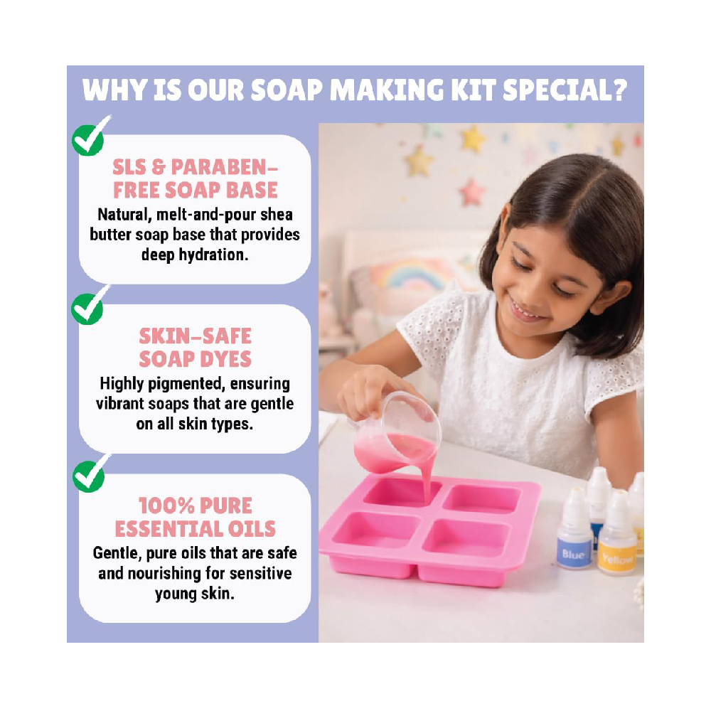 Kalakaram DIY Shea Butter Soap Making Kit  STEM Project & Learning Science Kit  Educational Birthday Gift Kids, Boys & Girls Ages 8-10-12-14  Creative Gift Idea for Young Scientists