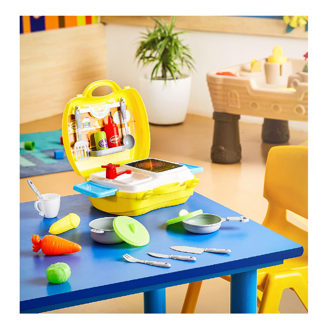 Kitchen Set Toy for Kids 2+ Years, BIS Certified Safe for Kids, Portable Pretend Play Cooking Set with Accessories, Role Play Toy for Girls & Boys, Multicolour Main Image