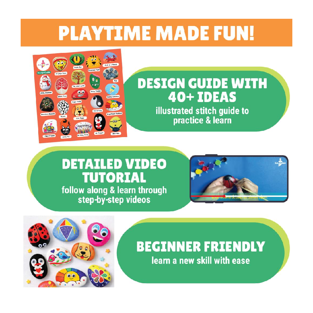 Kalakaram DIY Rock Painting Kit  Painting Kit for Kids Ages  8, 9, 10, 11, 12, 13, 14, Multicolor  Mess Free Art & Craft Activity for Girls & Boys, Craft Kits & Supplies  Stone Color Art
