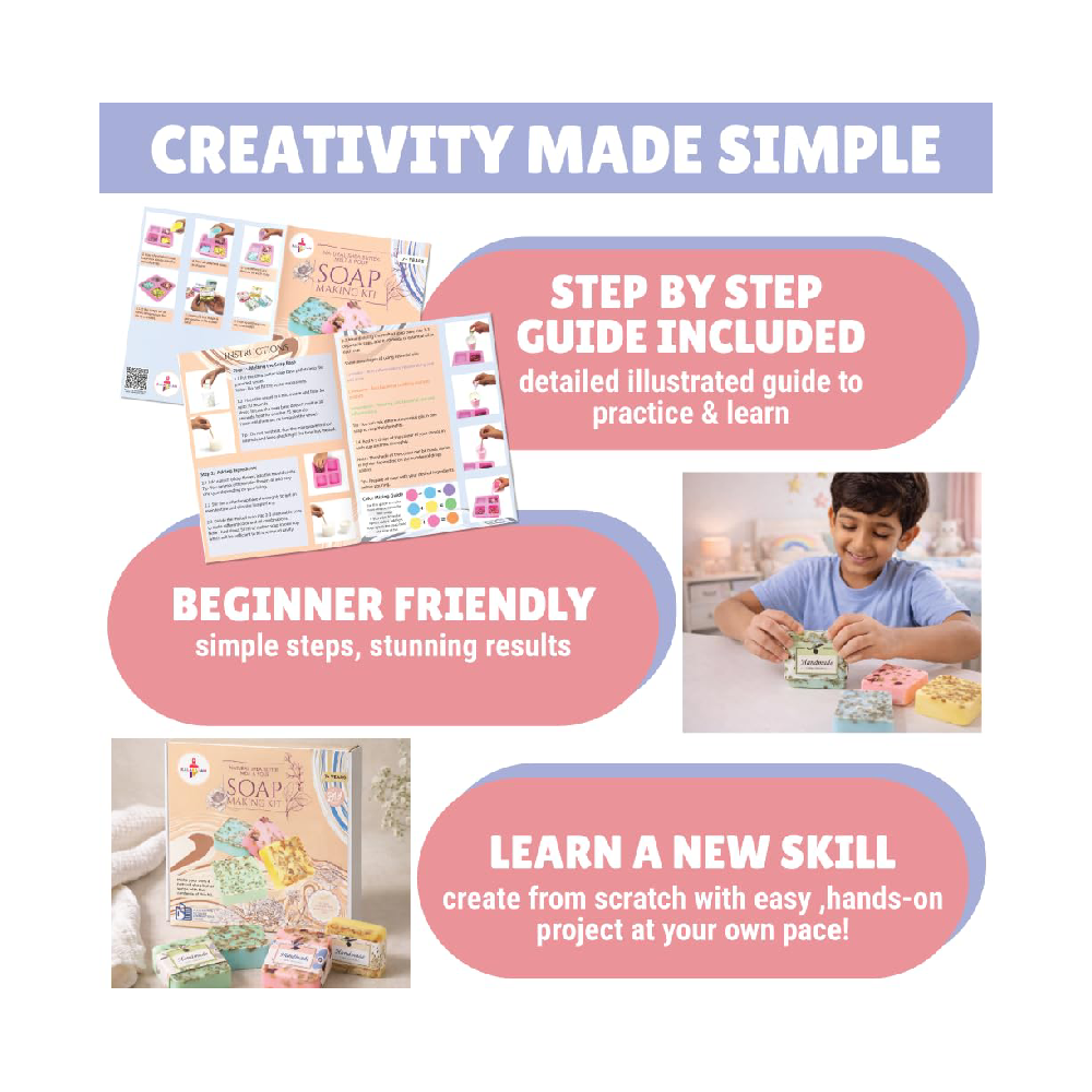Kalakaram DIY Shea Butter Soap Making Kit  STEM Project & Learning Science Kit  Educational Birthday Gift Kids, Boys & Girls Ages 8-10-12-14  Creative Gift Idea for Young Scientists
