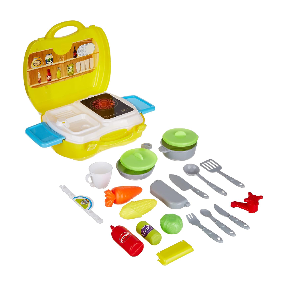 Kitchen Set Toy for Kids 2+ Years, BIS Certified Safe for Kids, Portable Pretend Play Cooking Set with Accessories, Role Play Toy for Girls & Boys, Multicolour