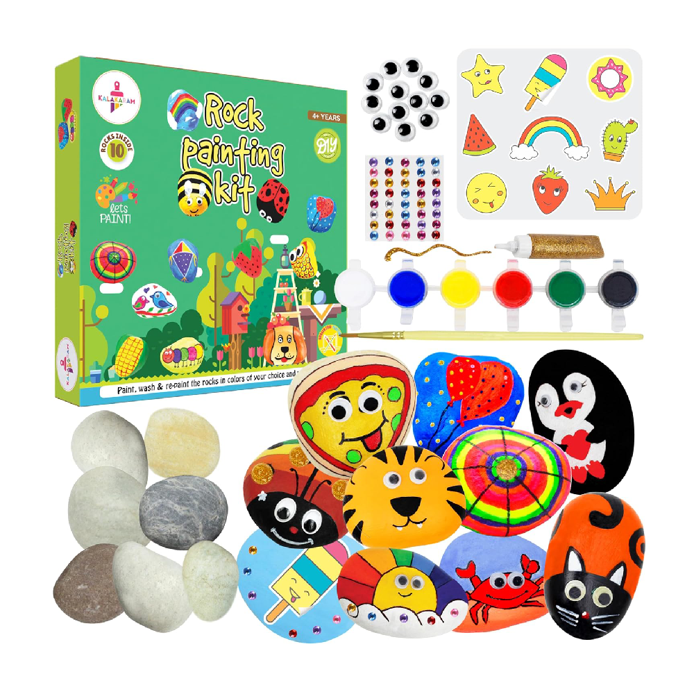 Kalakaram DIY Rock Painting Kit  Painting Kit for Kids Ages  8, 9, 10, 11, 12, 13, 14, Multicolor  Mess Free Art & Craft Activity for Girls & Boys, Craft Kits & Supplies  Stone Color Art