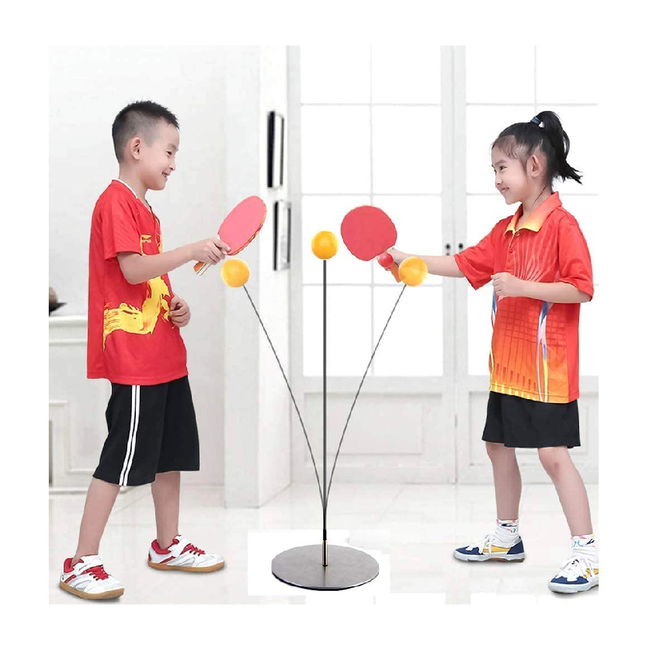 Light Table Tennis Self Training Indoor Gaming 2 Rackets & 6 Practice Ping Pong Ball Parent Child Interaction Indoor Toys for Kids Fun Party Game Sports Toy Hover Image