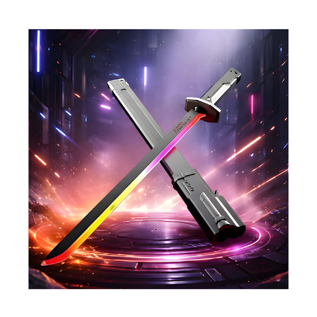 LED Sword with Mist Spray Mode, Flowing Dazzling Lights  Realistic Sound Effects Powerful Battery  Full Protective Cover for Kids Role Play (Color As Per Stock) Hover Image