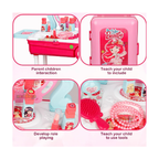 Makeup Kit Set for Kids Girls  21 Pieces Cosmetic 2 in 1 Vanity Table Portable Trolley Pretend Play Set Toys Make up Accessories for Kids