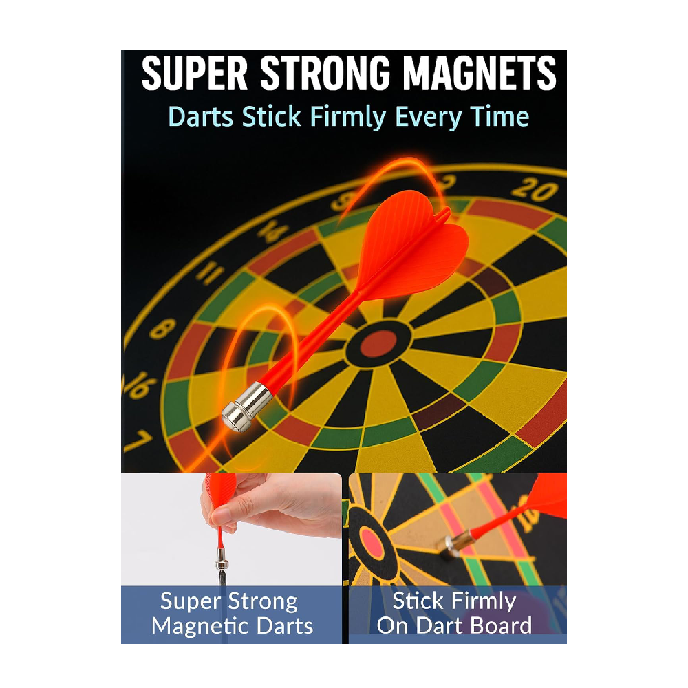 Mini Explorer Magnetic Dart Board for Kids 15 Inch – Safe Dart Game Set with 4 Darts, Indoor Outdoor Sports Toy for Boys Girls, Family Game, Party Game, Birthday Gift Toy