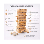 Wooden Jenga Blocks Game 54 Pieces Number Stacking Tower Game for Kids & Adults  Educational Toy for Learning Numbers, Balance & Skills