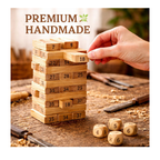 Wooden Jenga Blocks Game 54 Pieces Number Stacking Tower Game for Kids & Adults  Educational Toy for Learning Numbers, Balance & Skills