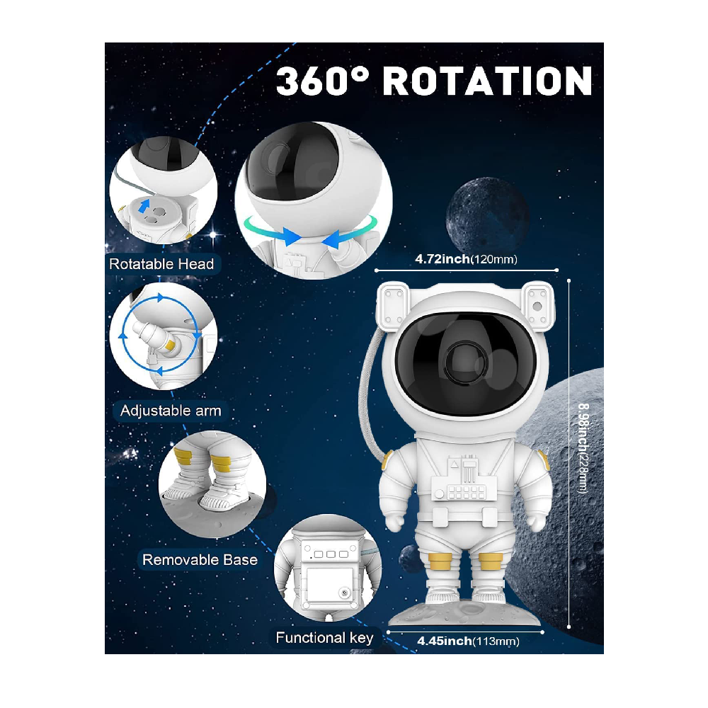 Astronaut Starry Projector 360° Adjustable Galaxy Space Projector Light Lamp with Remote Control Spaceman Night Light for Decoration Suitable Gaming Room