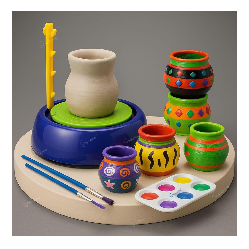Pottery Wheel Kit Battery Operated Pottery Making Machine Painting Kit Clay Moulding Playset for Beginners Modeling Sculpting Clay Tools Arts & Crafts Pot Maker for Kids Boys Girls 8-12
