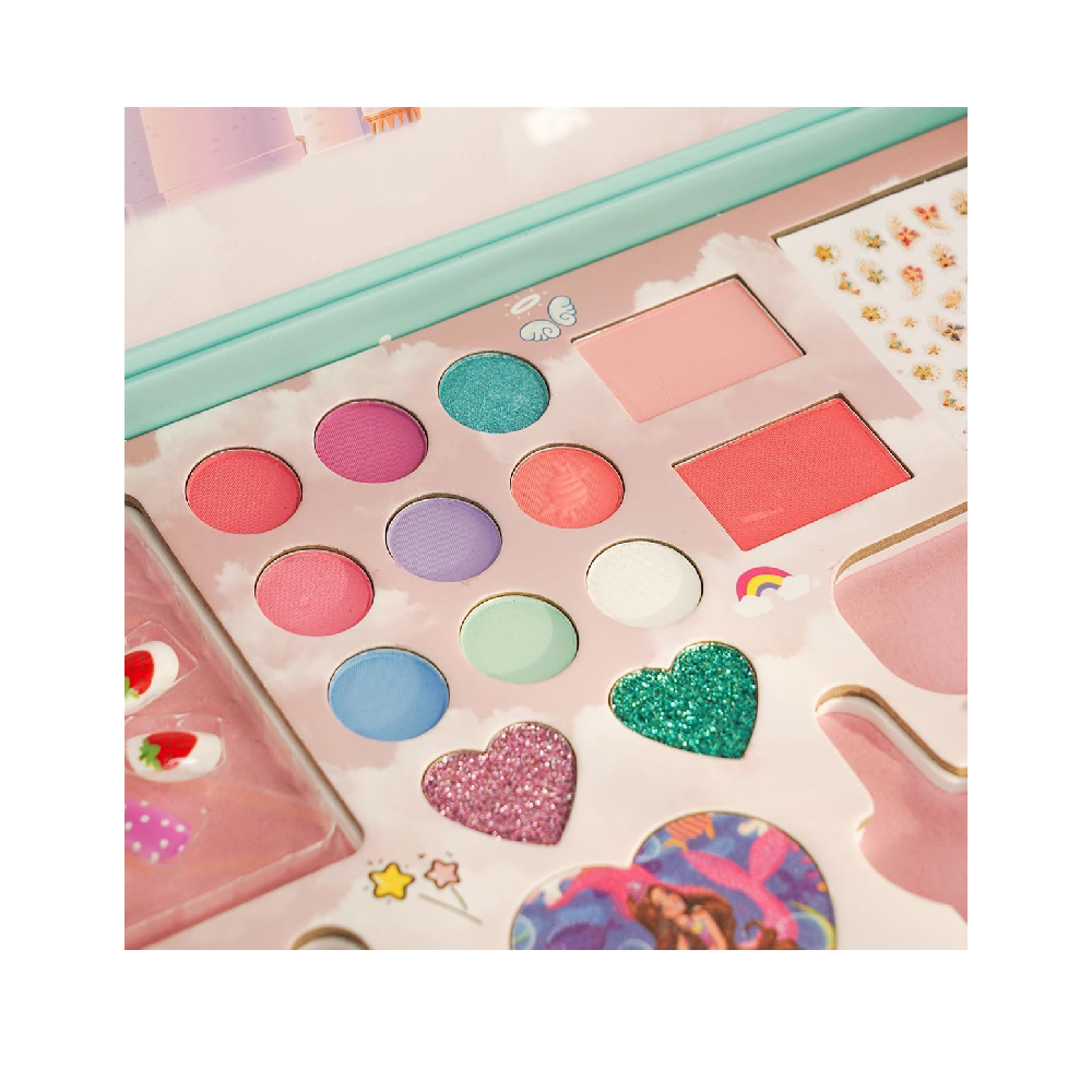 Princess Makeup Kit for Girls  Washable Pretend Play Cosmetic Set with Lipstick, Nail Polish, Jewelry & Accessories  Safe Non-Toxic