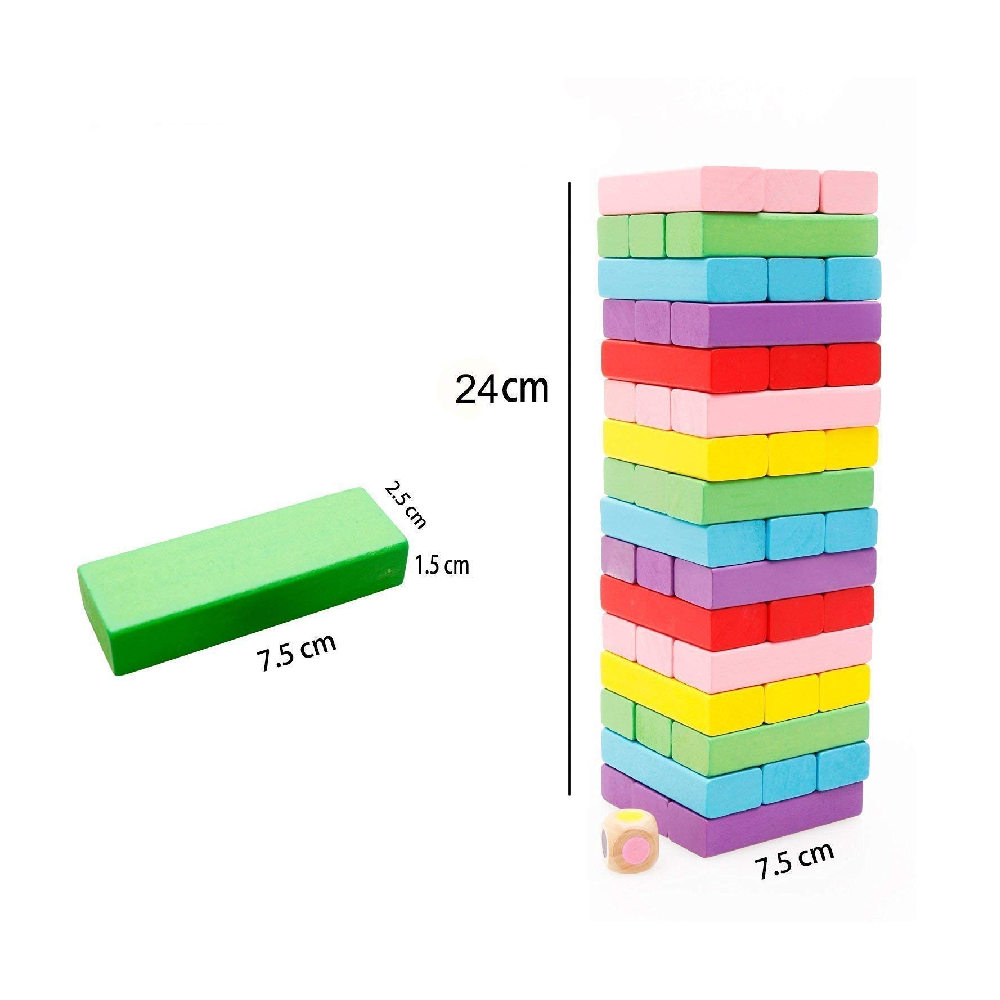 Tumbling Tower Game for Kids and Adults  Wooden colorfull Blocks with Dices GameStacking Game Challenging Dice Game Maths Game