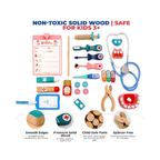 Wooden Doctor Set for Kids, Pretend Play Doctor Kit for Boys & Girls, Doctor Toys Age 3 4 5 6 7, Role Play Medical Kit, Dentist Kit, Best Birthday Gift for Kids
